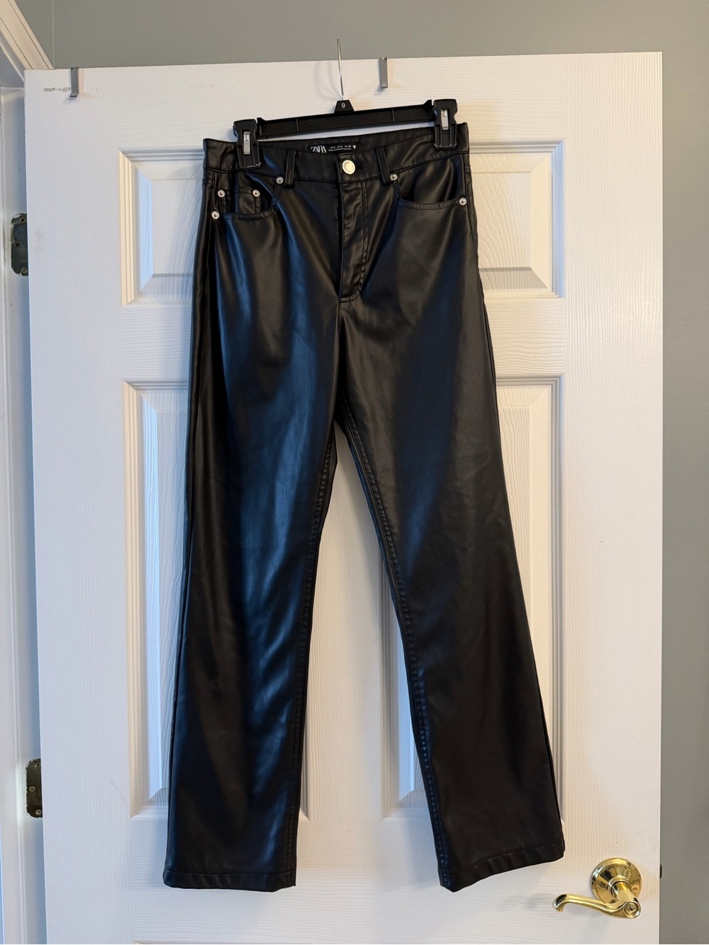 Zara Women's Straight Faux Leather Pants - Black